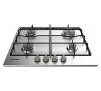 Indesit THP 642 IX/I Noir, Acier inoxydable Intégré 58 cm Gaz 4 zone(s)