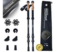 INDESmed - Bâtons de randonnée télescopiques 100% Carbone - Antichoc, antidérapant - Bâton de Marche Nordique Pliable avec Fermeture Rapide | 8 Accessoires Tout-terrains - Poles Trekking