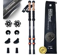 INDESmed - Bâtons de randonnée télescopiques 100% Carbone - Antichoc, antidérapant - Bâton de Marche Nordique Pliable avec Fermeture Rapide | 8 Accessoires Tout-terrains - Poles Trekking