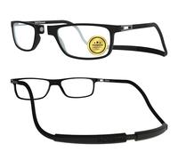 INDESMED - Lunettes de lecture magnétiques anti lumière bleue - Aimantées, réglables et légères - Moderne & Cordon interchangeable - Lunettes pour écran et lecture Homme/Femme (Noir, 2, Dioptres)
