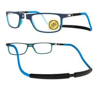 INDESMED - Lunettes de lecture magnétiques anti lumière bleue - Aimantées, réglables et légères - Moderne & Cordon interchangeable - Lunettes pour écran et lecture Homme/Femme (Bleu, 1.5, Dioptres)
