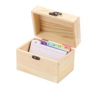 Index Card Box, Wooden Note Holder, File Organizer Case, Durable Hinged Lid with Dividers, Rustic Natural Wood Finish, 1 Pack, for, Recipes, Postcards, Notes, Paper, Or, 5.91x3.94x4.13inch,