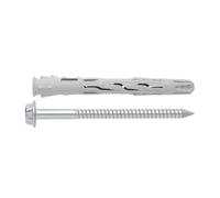 Index Fixing Systems T-NUX E - Lot de 50 chevilles universelles haute efficacité à tête hexagonale revêtement en zinc et nylon, TNUXE10080