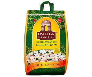 India Gate riz basmati sella, pré-étuvé (en provenance d'Inde, grain long fin) aromatique, conditionnement pour réserve - Unité (1 x 5kg)