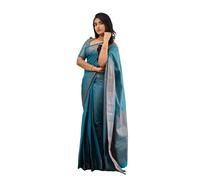 INDIA MADE Kanjivaram Sari Banarasi en soie avec chemisier pour femme - 11774, multicolore, taille unique
