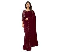 INDIA MADE Sari de travail en velours pour femme avec chemisier Piece-10005, multicolore, taille unique