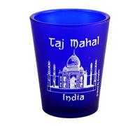 India Taj Mahal Cobalt Blue Frosted Shot Glass by World By Shotglass