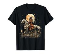 Indian Chief Horse Ride Dessin de fierté amérindienne T-Shirt