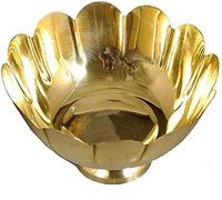 Indian Collectible Bol indien en laiton avec lotus Doré 15,2 cm