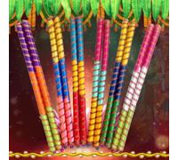 Indian Collectible Lot de 6 paires de bâtons Dandiya en tissu coloré avec base en bois pour danse/garba pour fête Navratri Taille L 36,6 cm