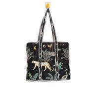INDIAN COTTON CRAFT Grand sac fourre-tout matelassé réversible en coton imprimé à la main - Imprimé jungle - Respectueux de l'environnement - Durable - Robuste - Fait à la main - Sac bohème