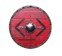 INDIAN HANDICRAFT Bouclier médiéval Viking Bjorn Ironside Shield-Maiden LARP Warrior Wood Round Shield Reconstitution Armor