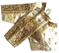Indian Hawker Women's Party Wear Bollywood Phantom Silk with Flower Embroidery Sleeves Cut Work Readymade Saree Blouse Padded (Off White40)