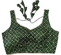 Indian Hawker Women's Party Wear Bollywood Pure Georgette Readymade Style Saree Blouse Crop Top Choli (Green 42)