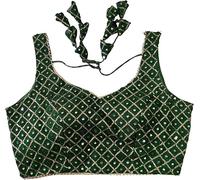 Indian Hawker Women's Party Wear Bollywood Pure Georgette Readymade Style Saree Blouse Crop Top Choli (Green 40)