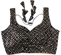 Indian Hawker Women's Party Wear Bollywood Pure Georgette Readymade Style Saree Blouse Crop Top Choli (Black 38)