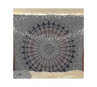 Indian Hippie Boho Psychedelic Gold Blue Peacock Mandala Wall Hanging Bedding Tapestry, Medium