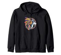 Indian Native American Woman with White Wolf Vintage Sweat à Capuche