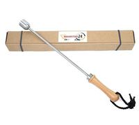 INDIAN STORE 24 Pic à bière - Caranelizer - Chauffe-bière - Poignée en bois véritable - Boule en acier inoxydable adaptée à un usage alimentaire (forme 2)