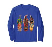Indian Tribe Coiffe à Plumes Indiennes Manche Longue, Unisexe pour Adultes, Bleu Royal, XL