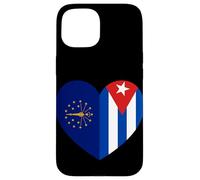 Indiana and Cuba Flags: Heart Shaped Unity Coque pour iPhone 15