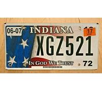 Indiana Plaque d'immatriculation "In God We Trust" Xgz 521" In Usa Flag Plaque d'immatriculation 6 x 12 pouces