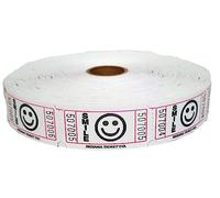 INDIANA TICKET CO. 2000 tickets de tombola Smile, blanc, rouleau unique, tickets pour événements, entrée, récompense en classe, collecte de fonds et prix (1 des 8 couleurs)