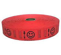 INDIANA TICKET CO. 2000 tickets de tombola Smile, rouge, rouleau unique, tickets pour événements, entrée, récompense en classe, collecte de fonds et prix (1 des 8 couleurs)
