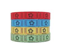 INDIANA TICKET CO. Lot de 4 tickets Star Roll, 1 de chaque rouge, bleu, jaune et vert, 2000 billets par rouleau, un seul rouleau, 1 x 2 billets pour l'admission, les événements, les collectes de fonds
