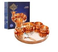 IndianArtVilla Lot de 8 plats traditionnels faits main en cuivre pur