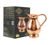 IndianArtVilla - Pichet en cuivre martelé avec fond - Volume : 2,2 l - Pour servir de l'eau - Pour le yoga