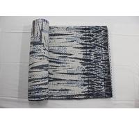 Indianhandicraft Couvre-lit indien traditionnel Kantha avec imprimé à la main - Bleu indigo - Pour lit double - 011