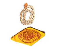 IndianStore4All Hare Rama Hare Krishna Tulsi Saint Basilic Japa Mala 108-1 Perles Tulsi Mala Tulsi avec Sac Gomukhi Japa, Bois