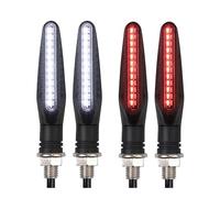 Indicateur Clignotants Moto Clignotant Haute luminosité pour Motos, 24led, Avant et arrière, feu de Jour Blanc, Feux de freinage Rouges coulants