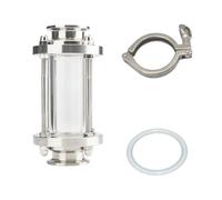 Indicateur de débit sanitaire à dioptrie compatible avec raccord Tri Clamp 1,5" (diamètre extérieur 38 mm), en acier inoxydable SUS 304 (indicateur seul, 2")(Glass with 1Xclamps,1 1/2")