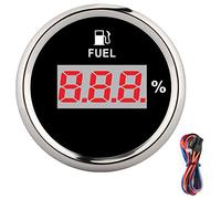 Indicateur de jauge de niveau de carburant d'huile | Pourcentage de compteur de niveau d'huile numérique de jauge de carburant 2in 190ohm pour moto de chat de bateau de Y ht de 12 V/24 V(Noir)