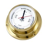 NAUDET Indicateur de Marée, Boîtier Laiton 13,5 cm, Cadran Blanc, Fabriqué en France