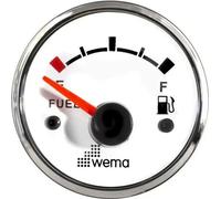 Indicateur de niveau de carburant, cadran blanc, 240-33 Ohm, 12/24V Wema 110626