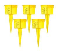 Indicateur d'eau pour pluie, indicateur d'eau de pelouse - Pluviomètre portable de jardin jaune | Indicateur d'irrigation pour outils de jardin portatifs, 5 pluviomètres avec bouche large pour