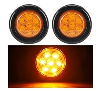 Indicateur Dynamique Feu Arrière Rond 12V 2 Pouces 7 Feux Position Latéraux LED Lampe Signalisation Encastrée Pour Voiture Camion Remorque Tracteur Pick-up ATV Bus Camion Feu Arrière(2piece Yellow)