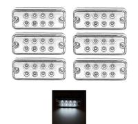 Indicateurs Latéraux LED, 6 Pièces 12V 24V 8 LED Indicateurs de Position Latéraux de Camion Feux de Signalisation Latéraux de Voiture (Blanc)