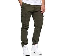 Indicode Alex Pantalon cargo en coton avec 6 poches pour homme, Forêt, 3XL