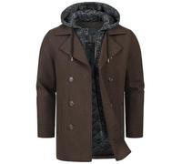 Indicode Cliff Manteau court pour homme avec col montant | Manteau en laine pour homme, Dk Brown Mix, M