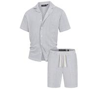 Indicode Ensemble short et t-shirt INLino pour homme | Short de survêtement et t-shirt en coton mélangé, Sky Captain, L