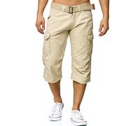 Indicode Homme short cargo Nicolas Check-3/4 bermuda trois quarts pantalon