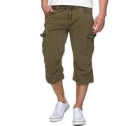 Indicode Hommes Nicolas Check Cargo Shorts | Pantalon Court Cargo 3/4 avec Ceinture Army M
