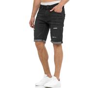 Indicode Hommes Caden Jeans Shorts | Pantalon Court en Jean à 5 Poches Holes - Black 3XL