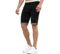 Indicode Hommes Caden Jeans Shorts | Pantalon Court en Jean à 5 Poches Black L