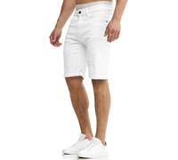 Indicode Hommes Caden Jeans Shorts | Pantalon Court en Jean à 5 Poches Holes - Off White S