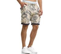 Indicode Hommes Albert Cargo Shorts | Pantalon Court Cargo hawaïen White Pepper L